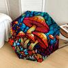 Stained Mushroom Garden Automatic Opening Folding Umbrella - Portable 3-Fold Design with Iron Frame, Perfect for Outdoor Use, Festive Gifts,