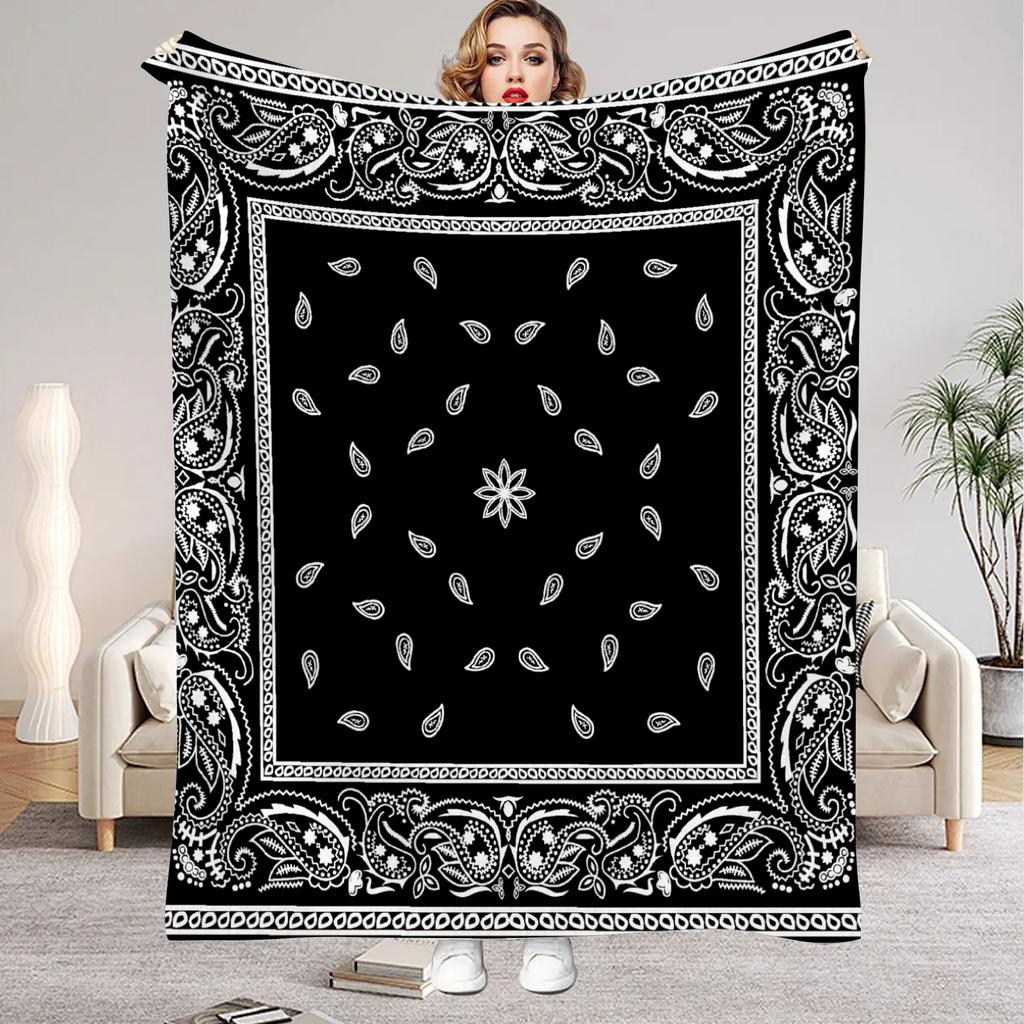 1Pc Digital Printed Paisleythemed Flannel Blanket Mattress Cover Blanket for Family BedsSofasOfficesOutdoor Camping