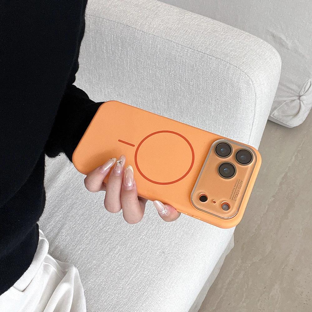 Секунды Меняются На 17Pro Max Жидкий Силиконовый Магнитный Чехол для IPhone 17 Air 16 15 Беспроводная Зарядка Большая Стеклянная Защитная Крышка для Объектива