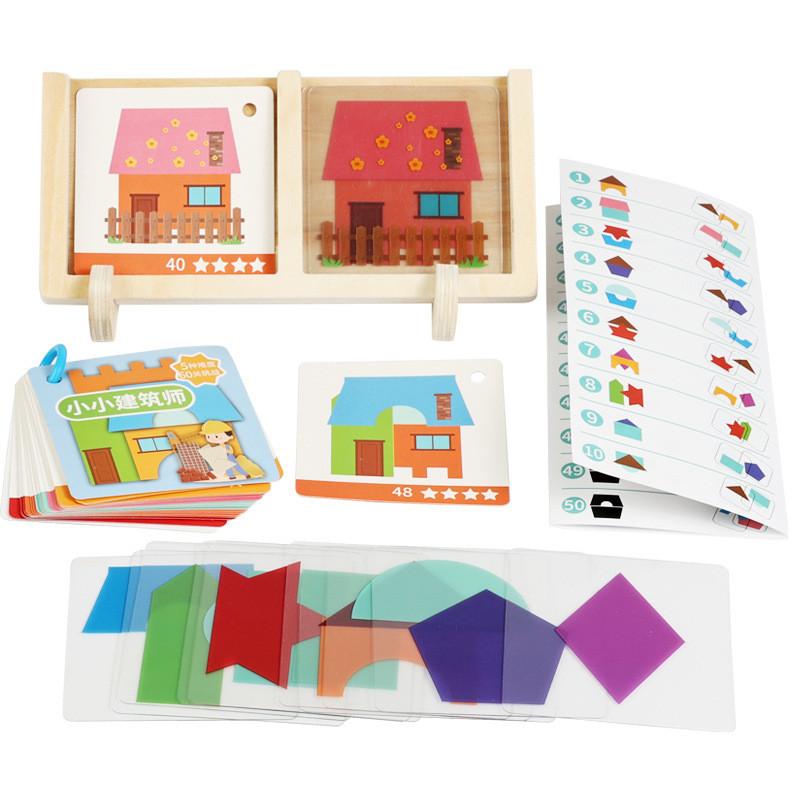 Wooden Toy Building Blocks For Children With Geometric Design And Brain Development