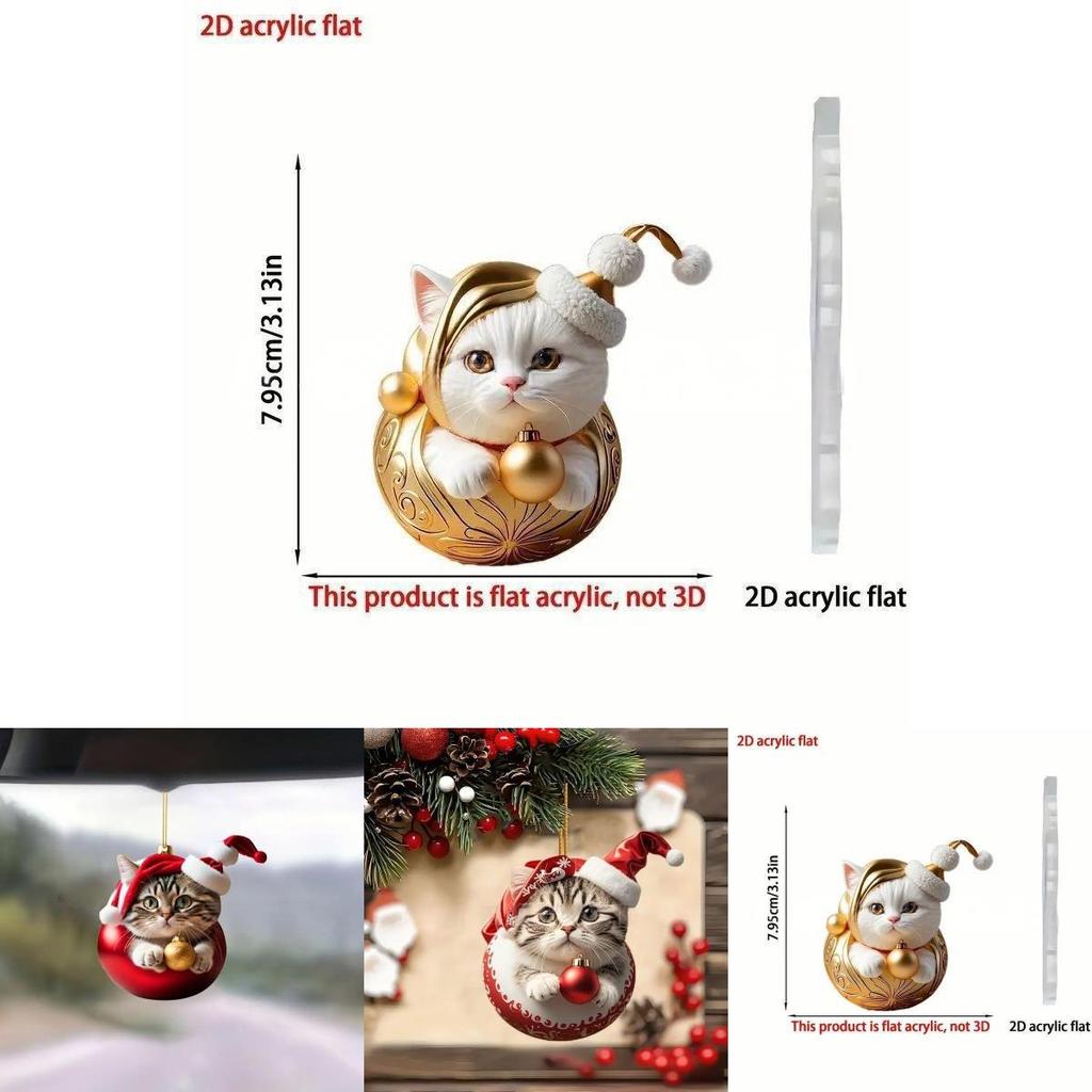 Car Interior Ornament Acrylic Cat Cartoon Style For Christmas Decoration And Holiday Gift