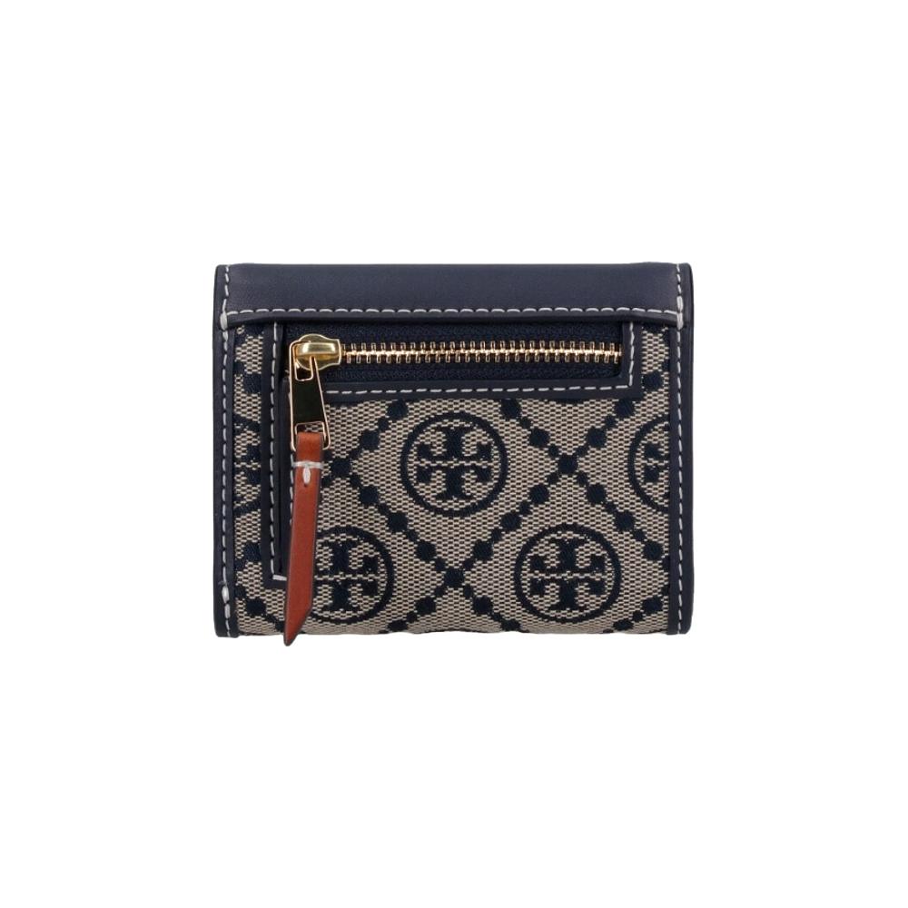 Tory Burch T Monogram Signature Pattern Cotton Wallet Small Women wallet Navy-Blue 165029-405