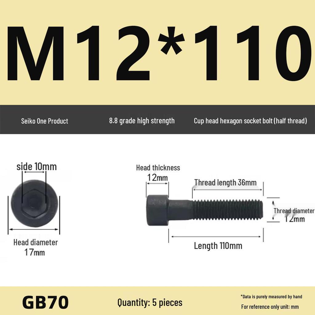 8.8 High-Strength Socket Head Cap Screw Bolt (M4-M16)