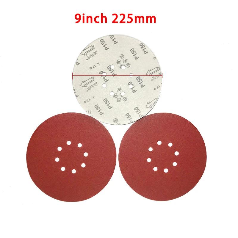 225mm 9inches 8 Hole Wall Sander Sandpaper Woodworking Metal Grinding Disc Abrasive Polishing Tool 40-2000 Grit Sanding Discs