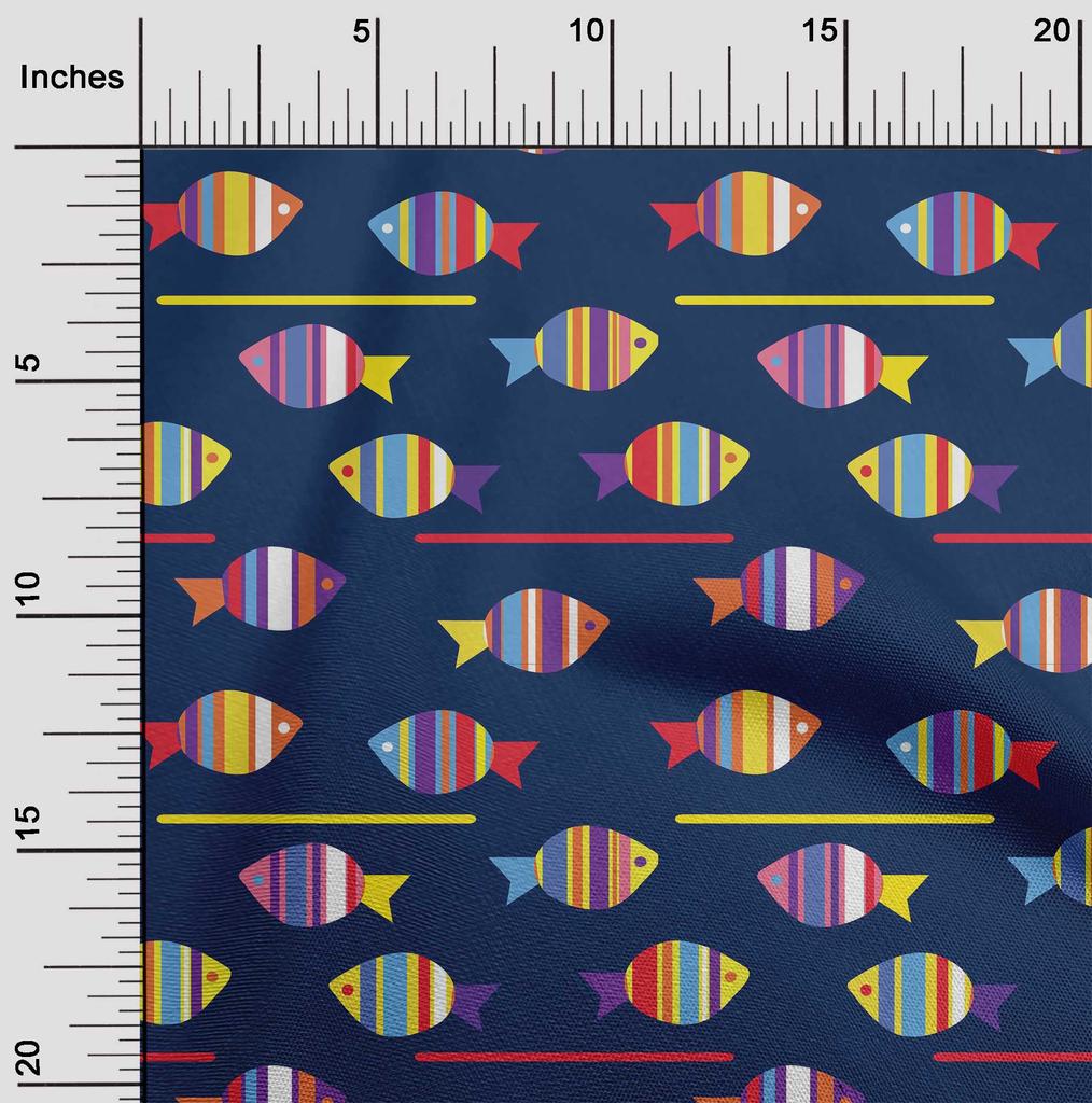 oneOone Cotton Flex Black Fabric Fish Artistic Sewing Material Print Fabric By The Yard 40 Inch