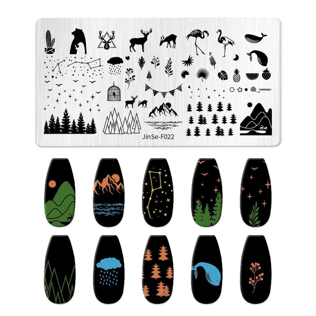 Набор из силиконовых штампов для дизайна ногтей и геометрических стальных пластин