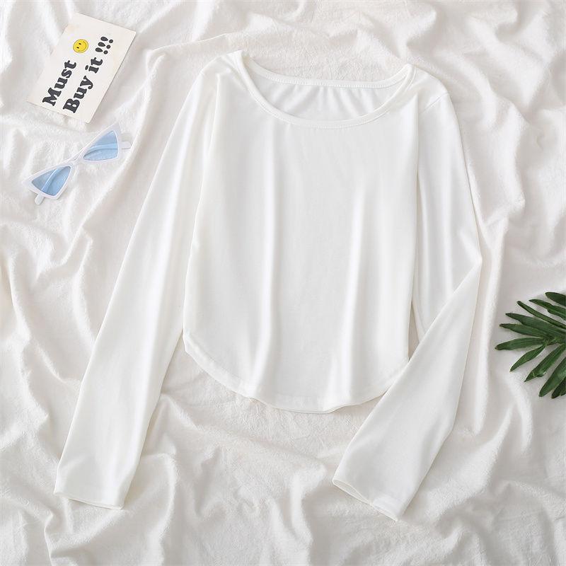 Однотонная футболка с квадратным воротником, базовая женская футболка с длинным рукавом, повседневная майка, тонкий женский укороченный топ, модная футболка Y2k, уличная одежда