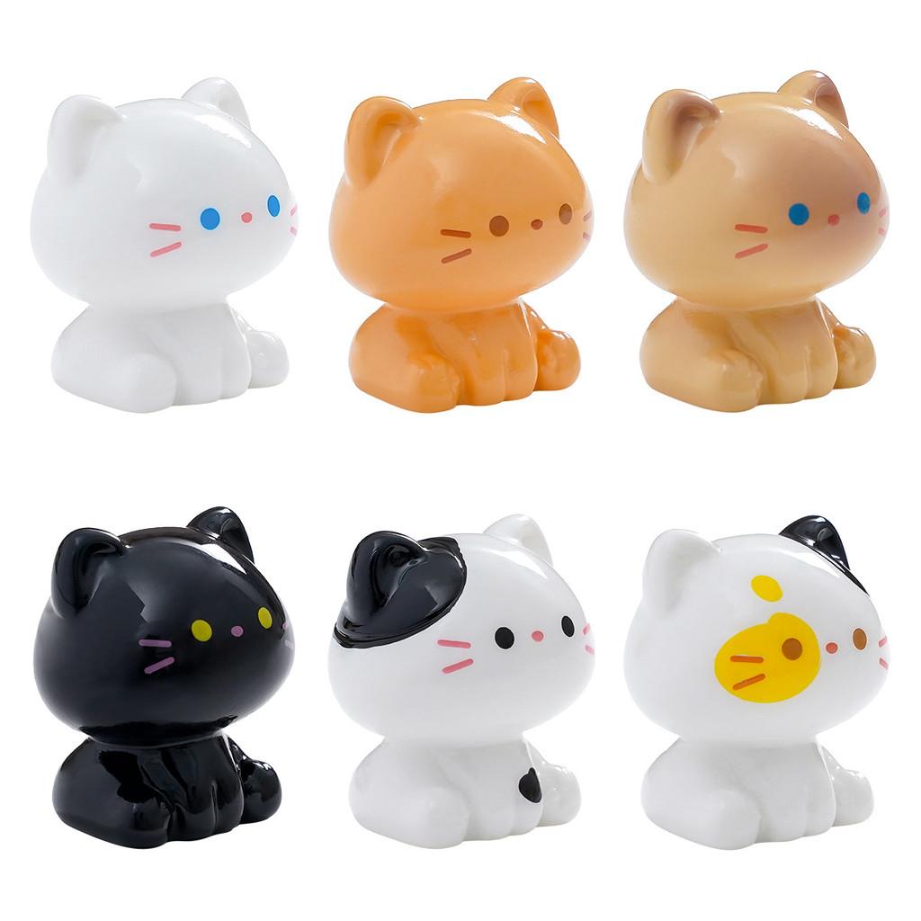 6Pcs/set Cartoon Mini Pet Cat Miniatures Resin Animal Ornament Fairy Garden Decoration Moss Terrarium Micro Landscape