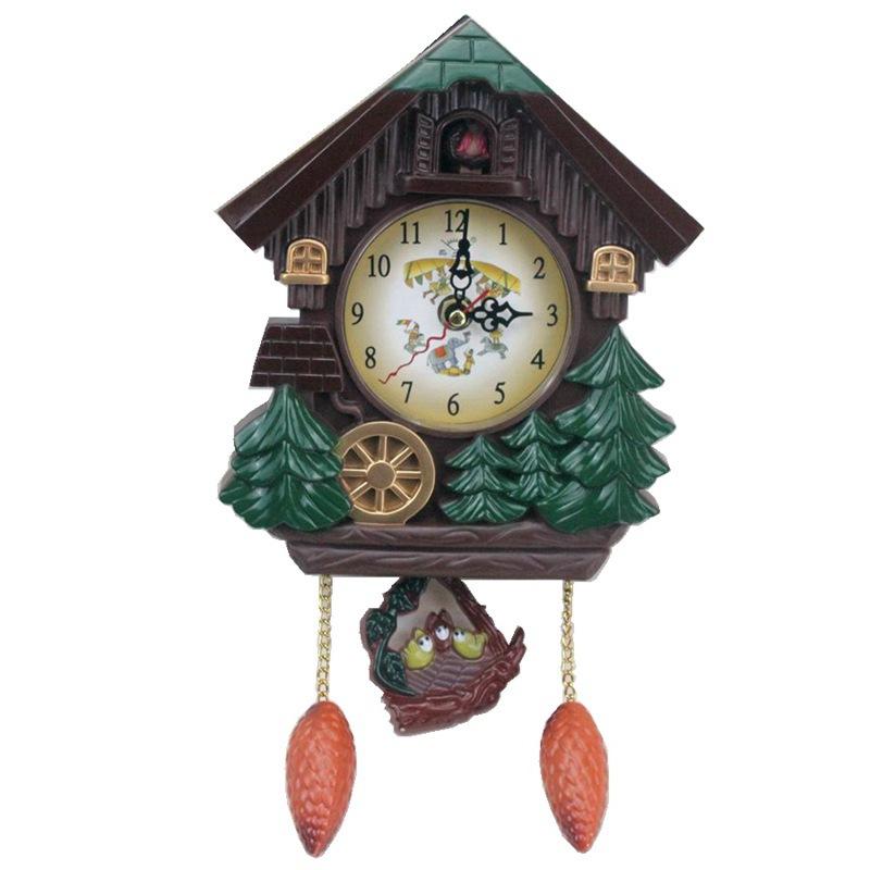 6 Inch Cuckoo Bird Wall Clock Creative Cartoon Decorative Clock Music Cuckoo Bird House Wall Clock With Pendulum For Home Decor