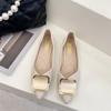 Shoes for Women Pearl Non Slip Pointed Toe Woman Flats On Offer Young Spring Luxury Brand Genuine Mark Wholesale Chic Point