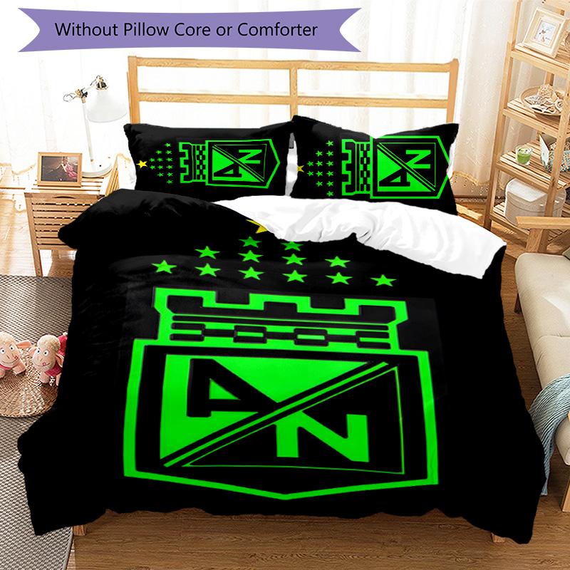Atletico Nacional 3pcs Bedding Set Duvet Cover Closure Includes 1 Duvet Cover & 2 Pillowcases for All Seasons Bedroom Home Dorm Decor