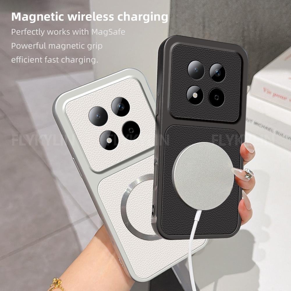 Чехол для телефона Magsafe для Xiaomi Redmi Note 17 15 Pro 5G Note 14 Pro Plus 14S из ПУ кожи ягненка с ремешком на запястье Мягкий чехол