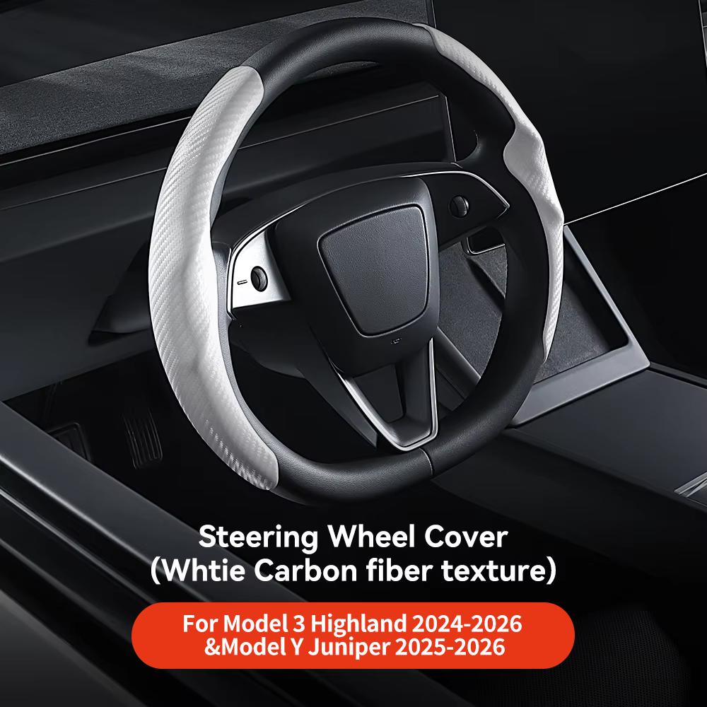 YZ Для Tesla Model 3 Y Highland Juniper 2026 Замшевый бархат Чехол на руль автомобиля DIY текстура из углеродного волокна Спортивный руль