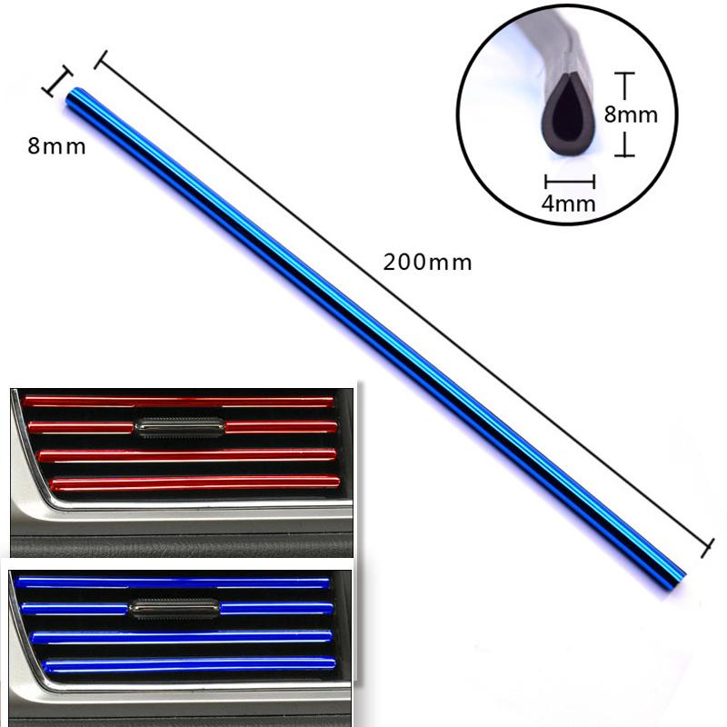 10Pcs Colorful Car Air Conditioner Vent Outlet Trim Decor Strips U Shape Moulding PVC Colorful Shiny Car Trim Strips Decoration
