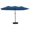 Double Sun Umbrella with LED Lights Azure Blue 449 x 265 cm