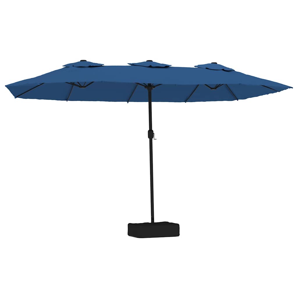 Double Sun Umbrella with LED Lights Azure Blue 449 x 265 cm