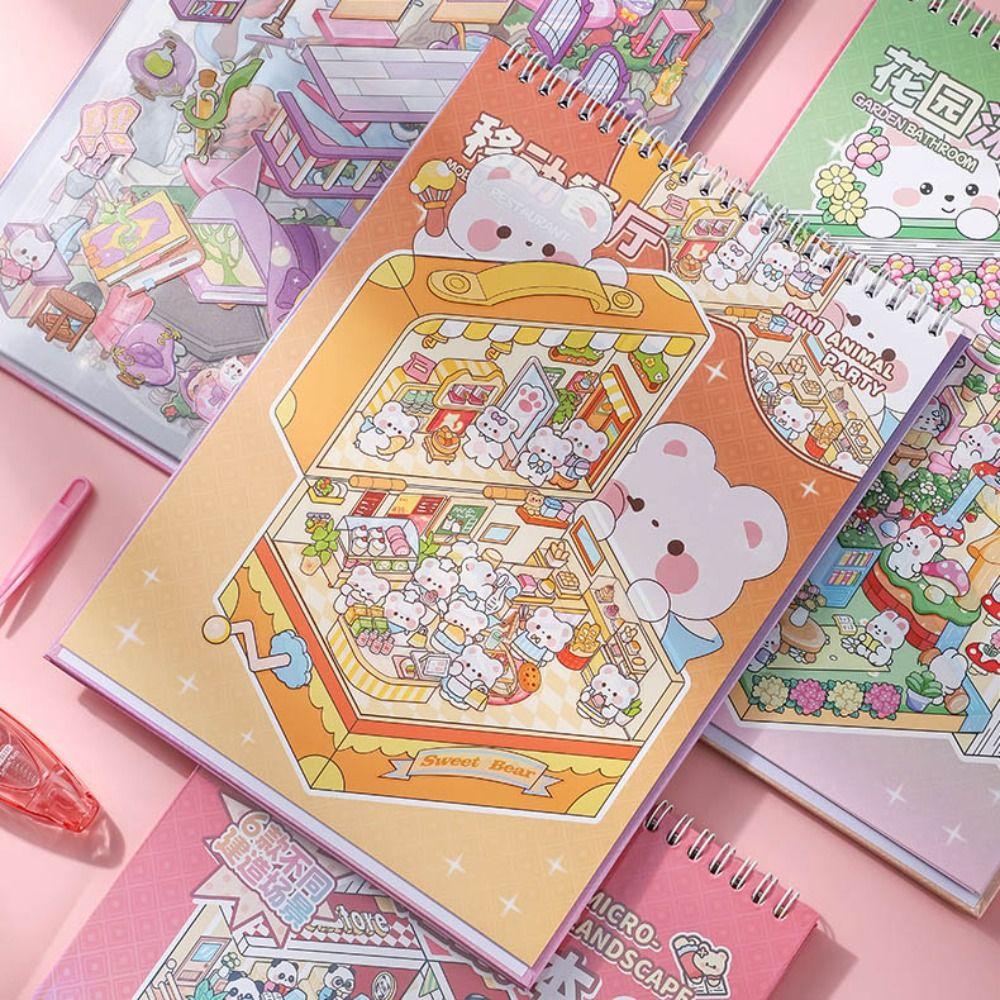 Книга наклеек «Визуальная стопка пейзажей», мультяжная наклейка-палатка для украшения, для детей