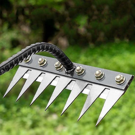Стальные грабли для прополки, прочные садовые грабли с 5/6/7/8 зубьями, ручной инструмент для рыхления почвы и удаления сорняков
