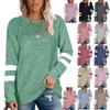Spring T-Shirt Long Sleeve Casual Casual T-Shirt Splicing O-neck Printed Fashion Womens Top Clothes Womens 18189