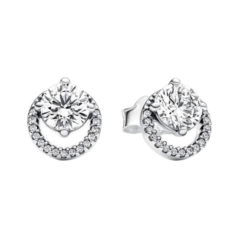 Pandora Inlaid design 925 silver cubic zirconia cubic zirconia earrings women's silver 291248C01