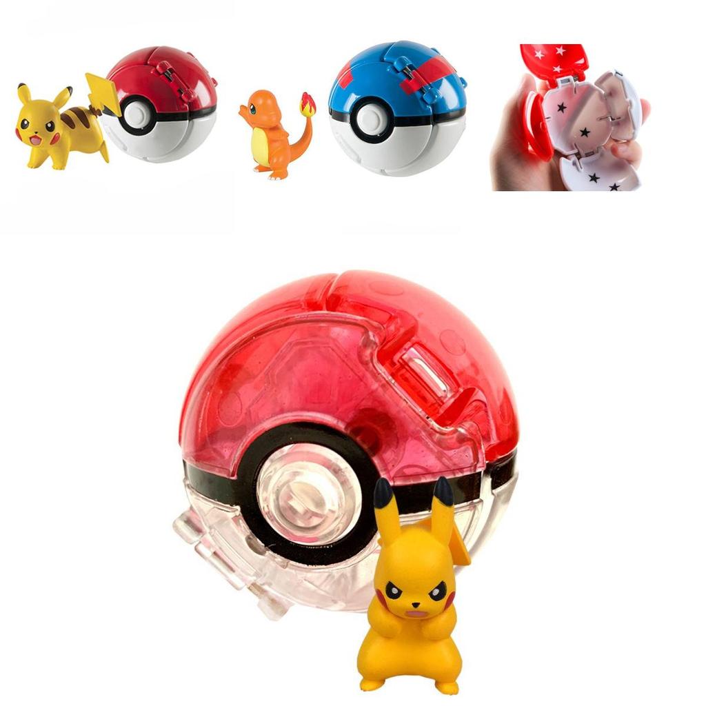 Pokemon Poke Ball Elf Figure Model Toy Pikachu Charmander Litten Rockruff Game Anime Figure