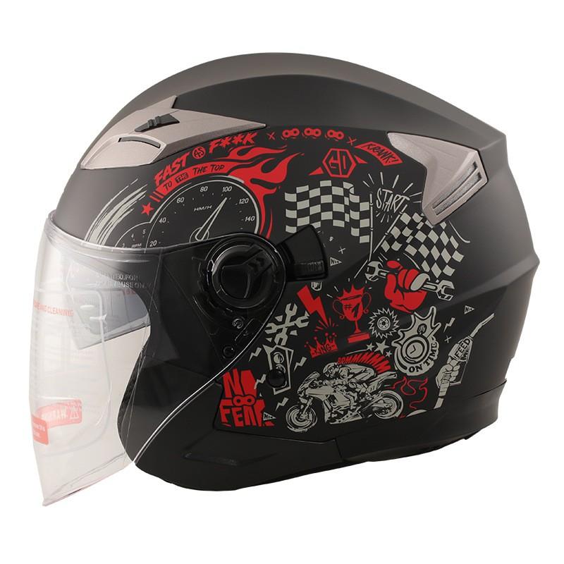 GXT G708 Dual-Lens Half Helmet Adult Motorbike Scooter Riders ABS Safety With 3C Certification