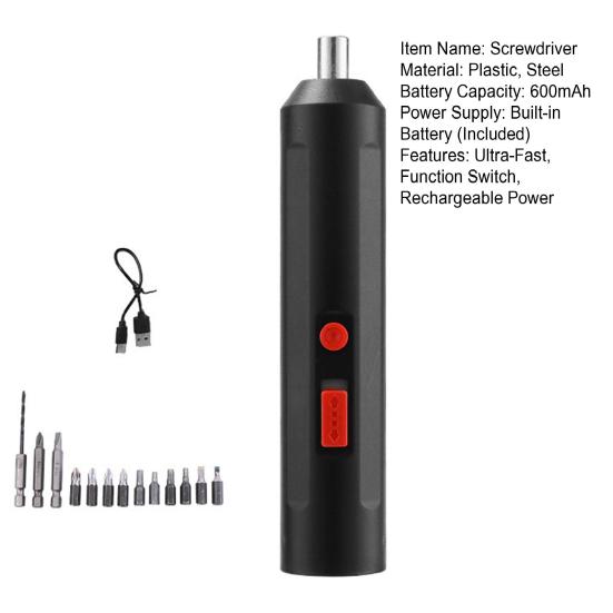 Беспроводной электрический набор отверток Перезаряжаемая мини-электроотвертка с переключателем функций 12 бит Инструмент для энтузиастов DIY