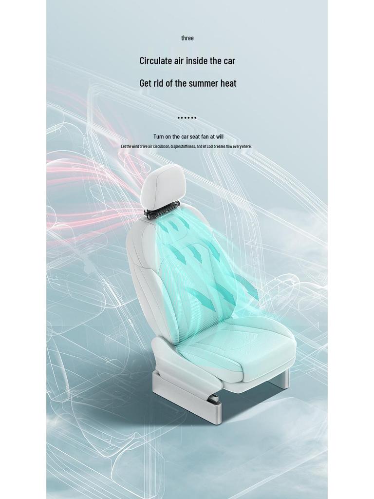 Turbo Power Car Seat Fan with USB, Large Wind for Backrest Comfort