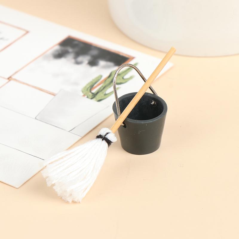 1Комплект 1:12 Миниатюрный кукольный домик для кухни, ведро для швабры, декоративная игрушка для кукольного домика