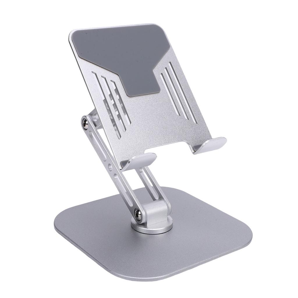 Desk Tablet Stand Adjustable Foldable 360 Degrees Rotating Metal Desk Tablet Holder for Cell Phone Silver