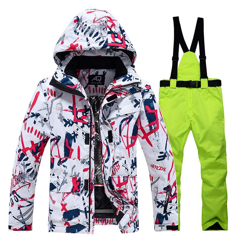 Зимний мужской и женский лыжный костюм, уличный теплый ветрозащитный водонепроницаемый костюм для катания на лыжах, сноуборде, мужская и женская лыжная куртка, лыжные штаны, зимний комбинезон