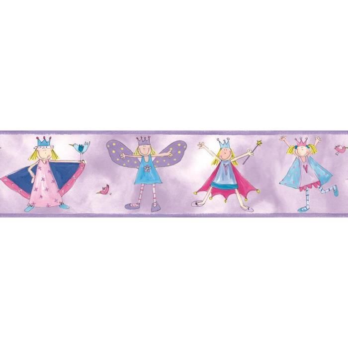 Stickers - THE DECO FACTORY - FAIRY PRINCESS PEEL &; STICK BORDER - Pink - Bedroom - Child - Wall Decoration