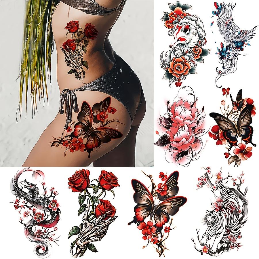 Tattoo Stickers Temporary Butterfly Arm  Leg Tattoo Stickers For Women temporary tattoo Rose Flower Sheet  High Quality