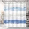 Blue And Gray Striped Shower Curtain,Abstract Modern Minimalist Aesthetic Geometric Hotel Bathroom Decor Fabric Light Blue White
