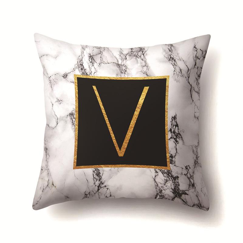 Полиэстеровая наволочка Домашняя Принт Мрамор Черный Золотой Наволочка 26 Английских Букв Наволочка