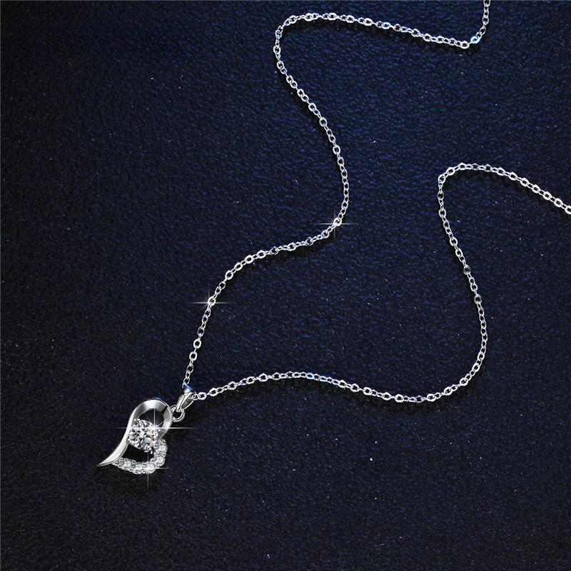 Подвеска из стерлингового серебра в форме сердца, 1 карат, ожерелье с муассанитом, женское свадебное ожерелье, пройденное тестирование бриллиантов, ювелирные изделия с муассанитом GRA