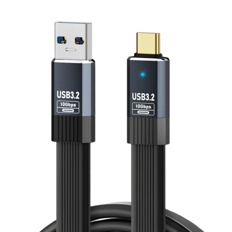 USB3.2 Gen2 10Gbps Type-A to Type-C Male to Male Cable 36W Fast Charging Data Cable for External SSD Laptop Mobile Phone Tablet