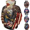 Hot Style Men's Hoodie USA Flag Printing Cool Eagle Print Hooded Sweatshirt Trendy Personality Hoodie Men's Long-sleeved Casual Tops