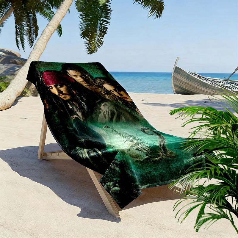 Captain Jack Print Beach Towel, Large Soft Quick Dry Towel for Beach Camping Swimming