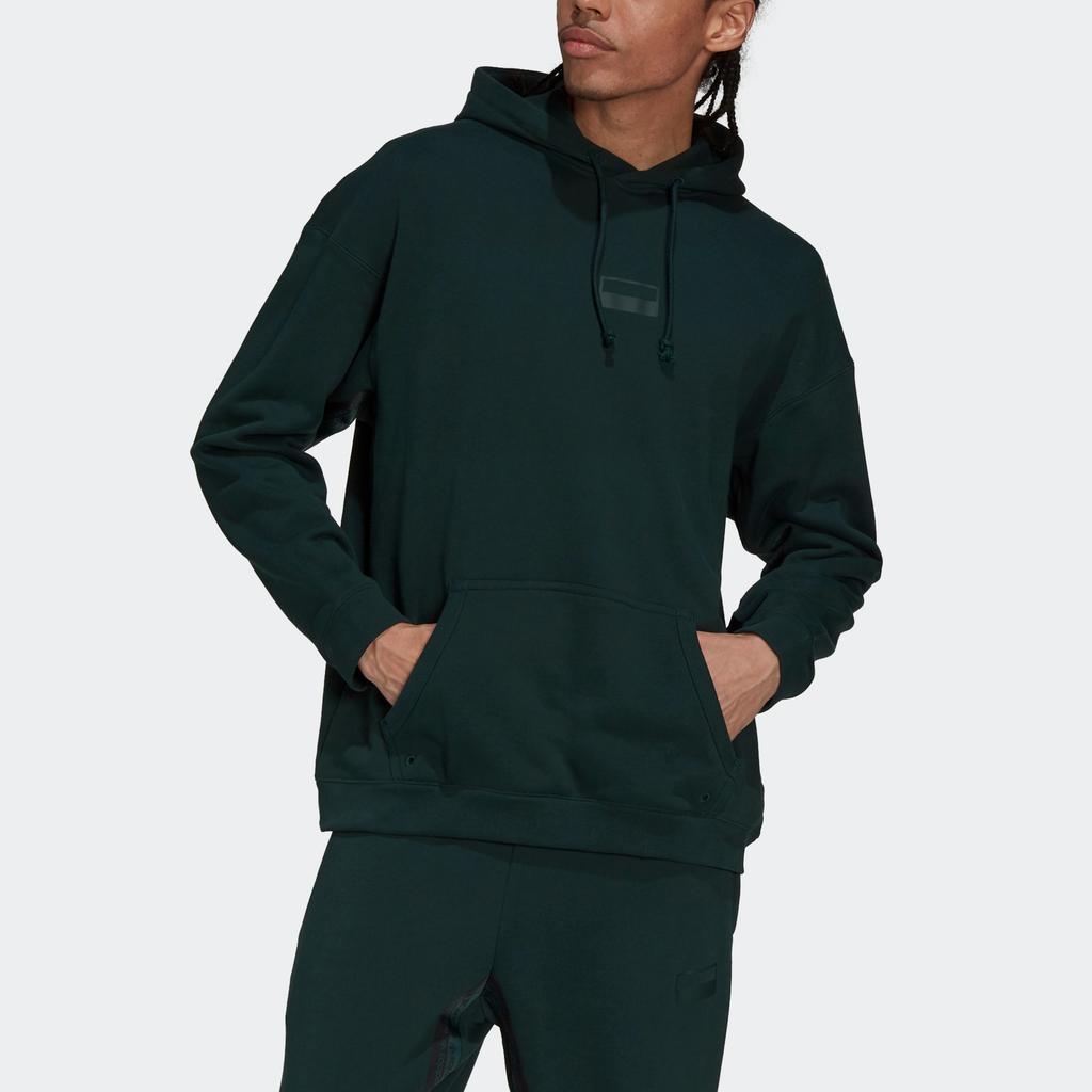 Adidas Originals R.Y.V. Logo Hoodie Solid Color Kangaroo Pocket Pullover Men Hoodies Green H11484