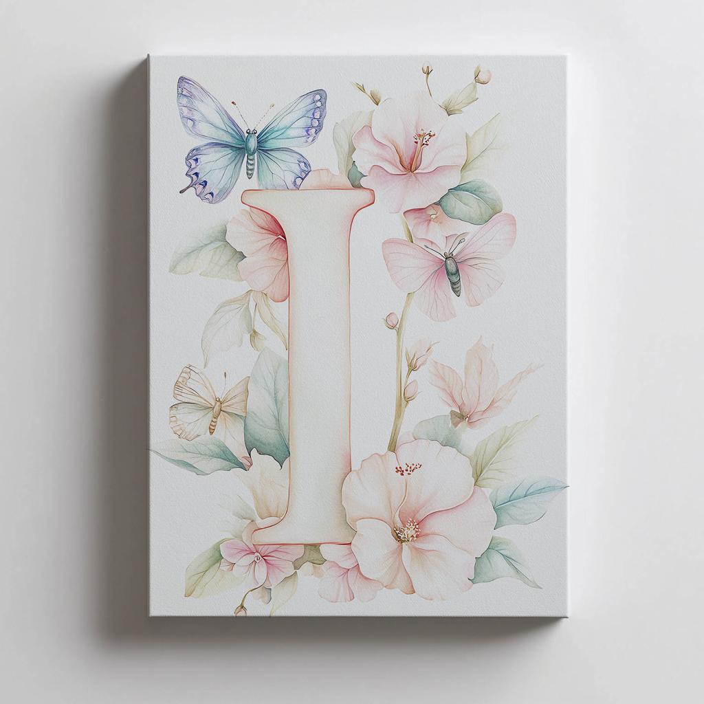 Plakat "I" Z Kwiatami Hibiskusa Plakat "I" Z Kwiatami Hibiskusa, 70X100 Cm, Rama Drewniana Jasny Dąb, Papier Matowy 230 Gsm