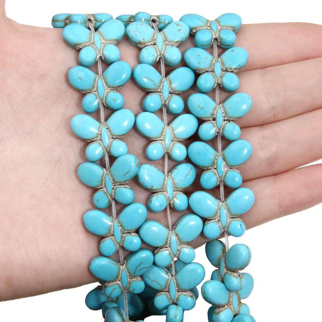 Synthetic Blue Turquoise DIY Jewelry Twisted and Special-Shaped Beads with Abacus and Animal Spacer Styles
