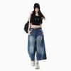 Eight-point bamboo wide-leg jeans women's spring new American retro loose and thin straight cropped pants