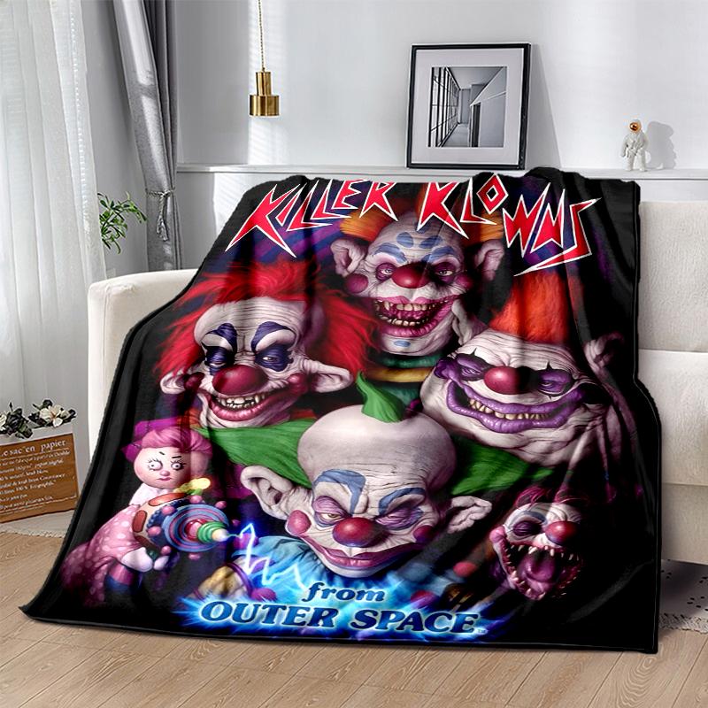 Horror Clown Circus Flannel Blanket Soft Warm All-Season Throw, Design for Camping, Car Travel, Hiking Sofa, Bed, Office Perfect Gift for Parties