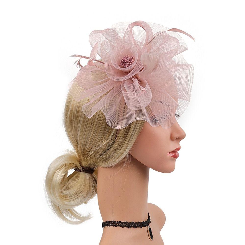 Повязка для волос на чайную вечеринку с перьями и лентой, шляпа-дерби, винтажные шляпы-чародейки для женщин