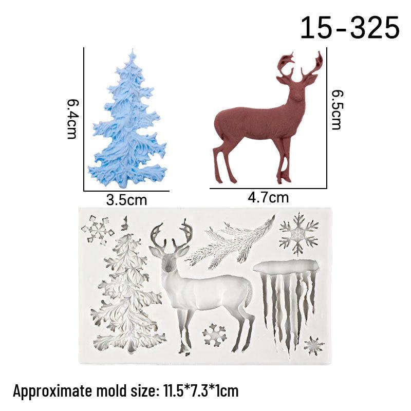 3D Snowflake & Reindeer Silicone Mold for Christmas Cake Decorating