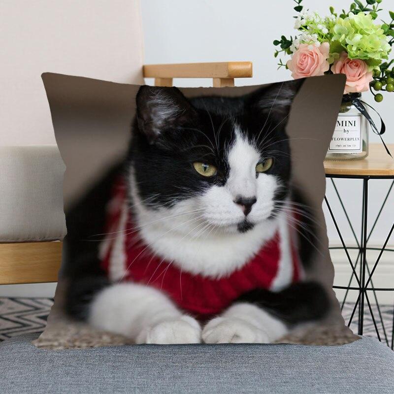 45x45 см полиэстер, Новое поступление, наволочка с изображением кошки, домашнего декора, наволочка, наволочка на невидимой молнии