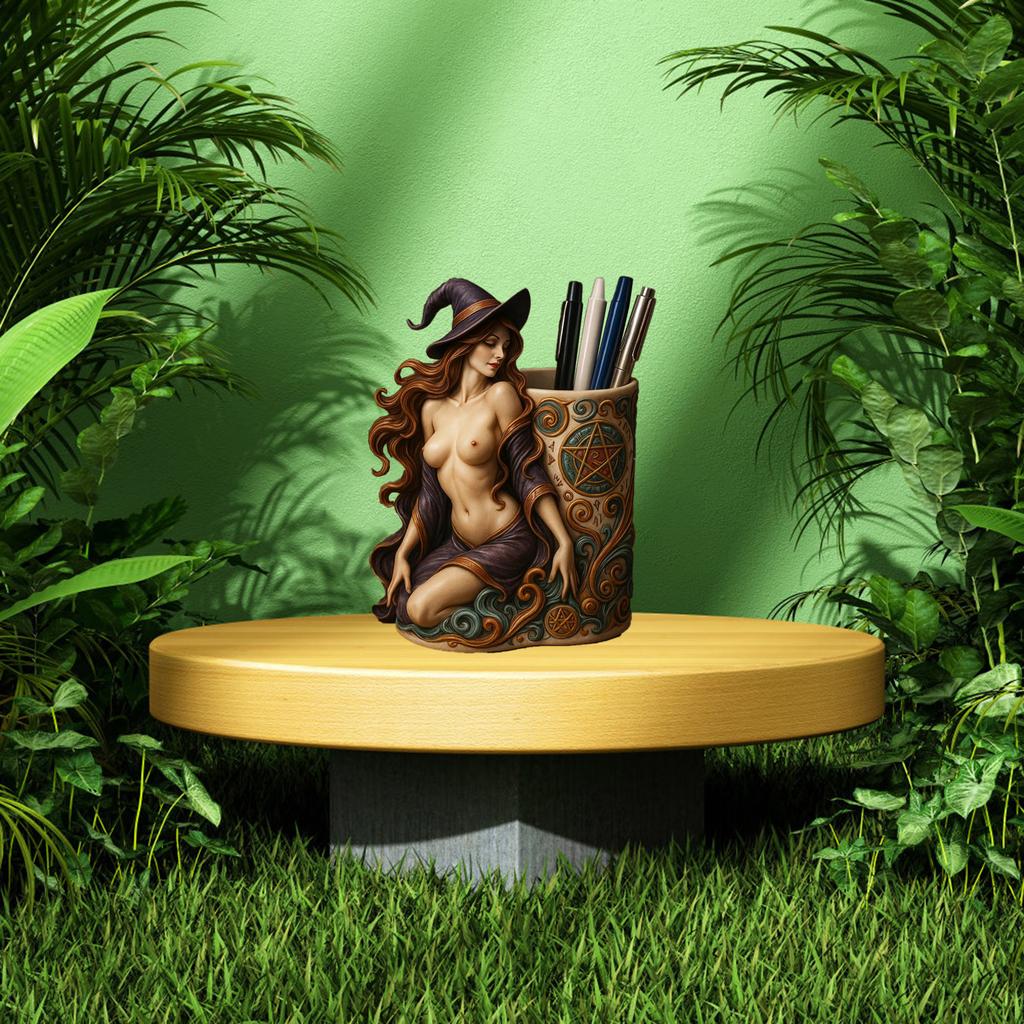 Halloween Pen Holder, Sexy Witch Pen Holder Ornament, Resin Ornament