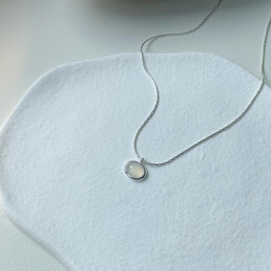 Новая мода корейской версии S925 серебряное ожерелье женская белая нефритовая цепочка из кости новые овальные украшения