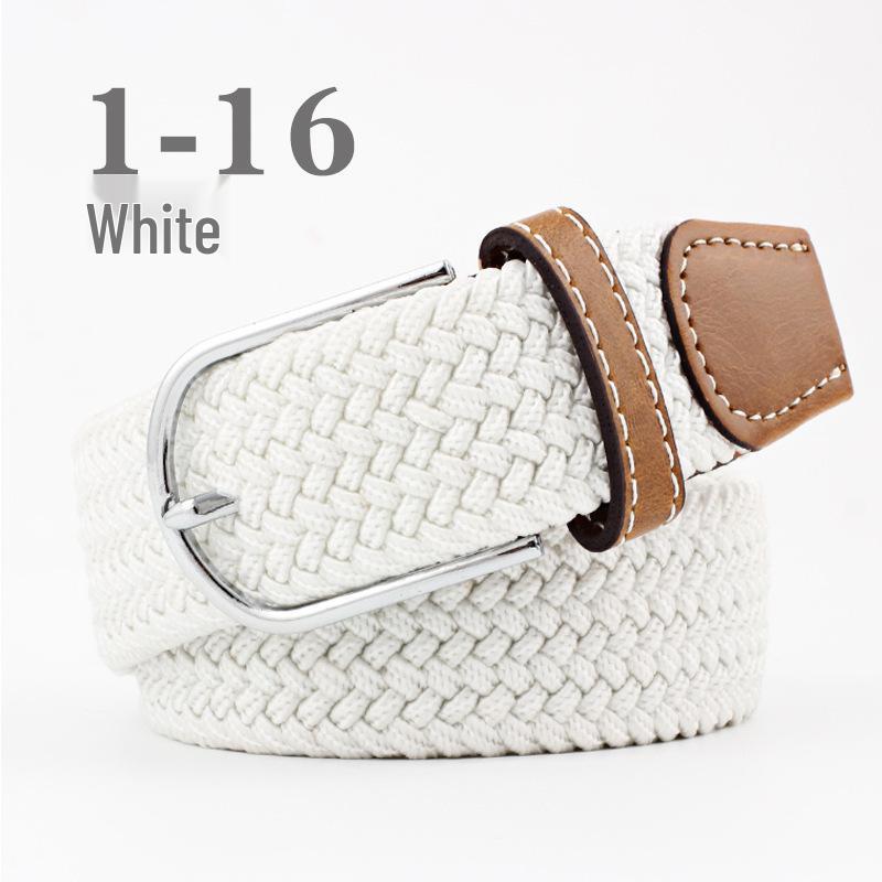 Korean Style Elastic Braided Canvas Belt with Pin Buckle for Men and Women